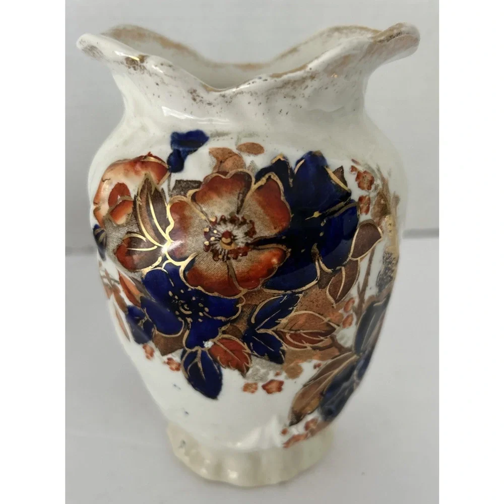 Antique 3 Piece Ridgways Pottery Soap Dish & Toothbrush Holder in Imari Pattern